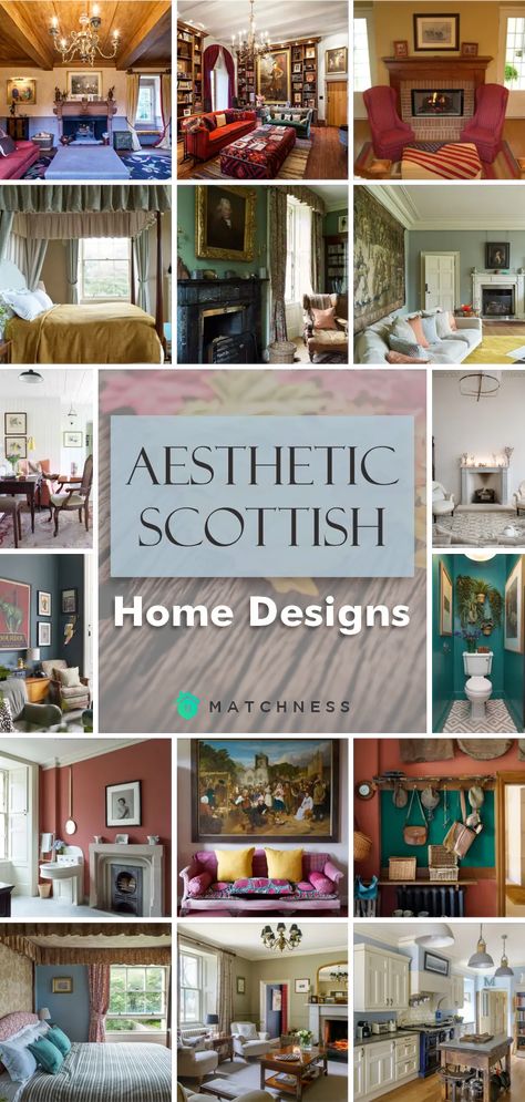 Aesthetic-scottish-home-designs1 Scotland Decor Interior Design, English Lodge Decor, Scottish Style Bedroom, Scottish Lodge Interior, Scottish Design Inspiration, Scottish Cottage Interior Living Room, Scottish Style Living Room, Scotland Homes Interior, Highland Cottage Scotland