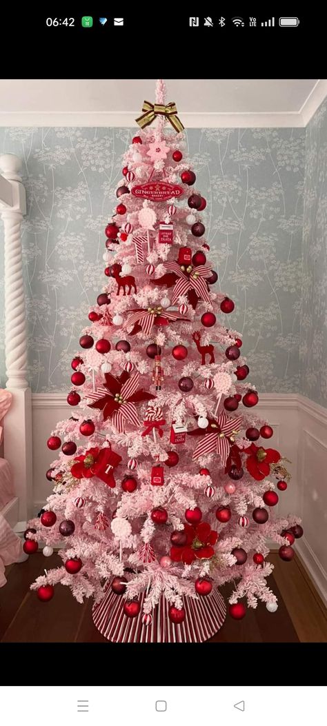 Peppermint Christmas Tree, Christmas Tree Pink, Peppermint Christmas, Pink And Red, Peppermint, Christmas Tree, Holiday Decor, Christmas, Red