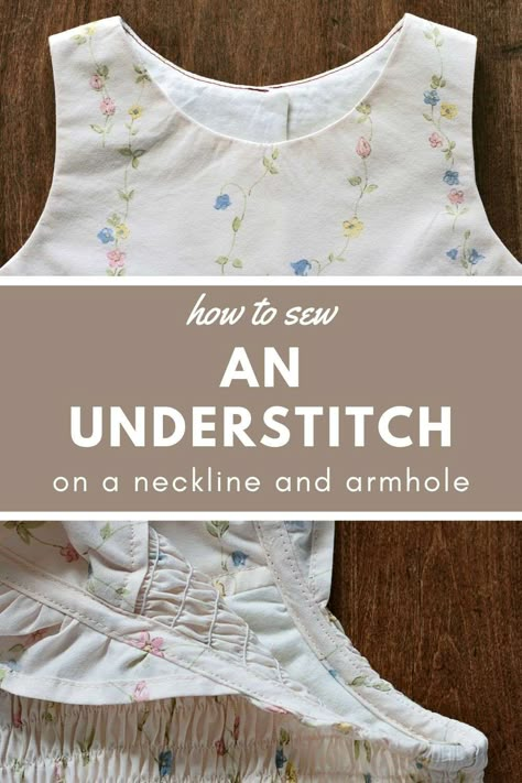 How to Sew an Understitch on a Neckline or Armhole - Shoebox On A Hill Inseam Pocket, Unique Sewing Patterns, Free Dress, Dress Patterns Free, Fashion Sewing Tutorials, Seam Allowance, Sew Ins, Bias Binding, Easy Sewing Patterns