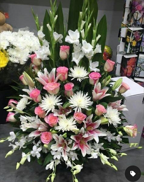 Arrangements With Lilies, Flower Arrangements For Wedding Ceremony, Church Flower Arrangements Wedding, Church Floral Arrangements, Flower Arrangement For Church, Casket Flowers, Urn Arrangements, Tropical Flower Arrangements, Easter Flower Arrangements