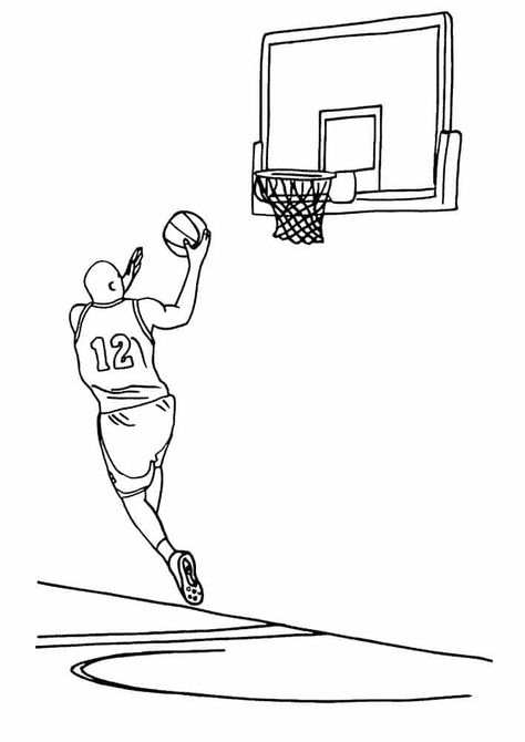 People Playing Basketball Drawings, Playing Sports Drawing, Playing Basketball Drawing, Basketball Player Drawing, Basketball Coloring Pages, Basketball Drawings, Sports Coloring Pages, Sports Drawings, Bola Basket