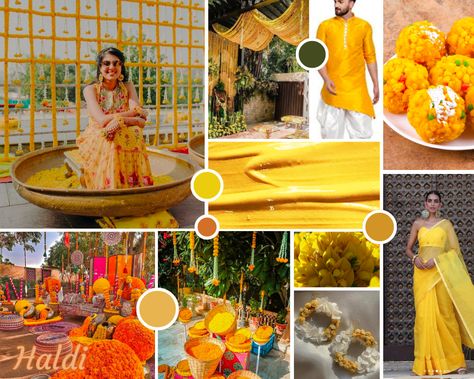 Haldi Mood Board, S Mehendi, Wedding Colour Themes, Mood Board Fashion Inspiration, Mehendi Night, Decor Mood Board, Sangeet Night, Bling Flip Flops, Wedding Photos Bride And Groom