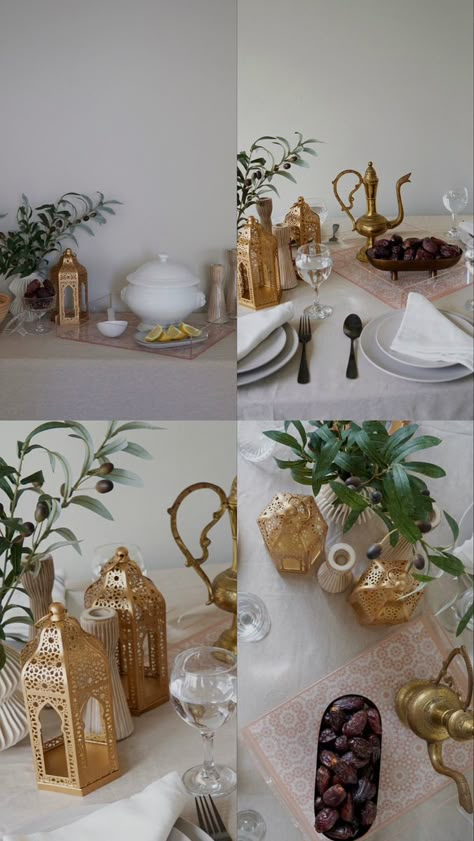 Eid Table Setting Ideas With Food, Ramadan Dinner Table Decoration, Ramadan Kitchen Decor, Ramadan Dining Table Decor, Eid Table Decoration, Ramadan Table Setup, Eid Table Setting Ideas, Small Party Ideas, 2025 Ramadan