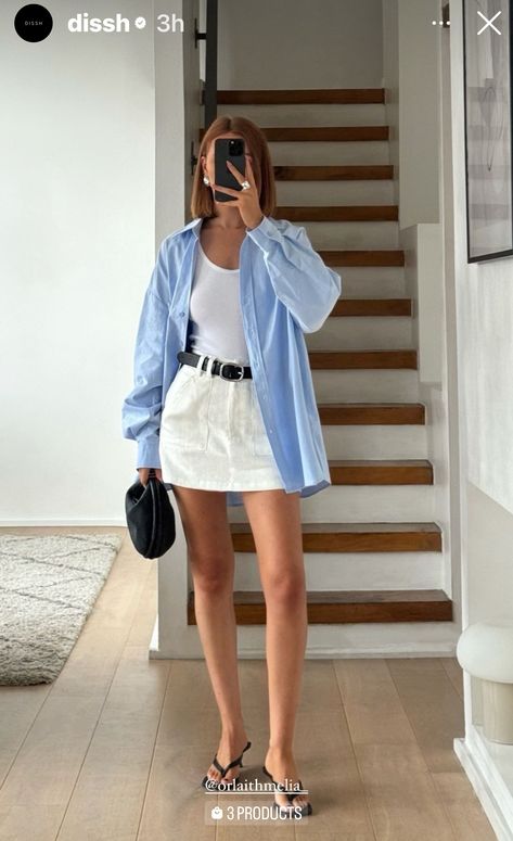 Skort Styling, Linen Skirt Outfit, Skort Outfit, White Linen Skirt, Chica Cool, Skirt Looks, Europe Outfits, Causal Outfits, Miniskirt Outfits