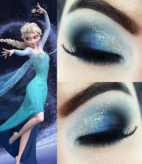 Let it Go ❄️❄️❄️ Elsa Frozen Makeup Look, Elsa Inspired Makeup, Frozen Make Up, Frozen Makeup Look, Disney Makeup Ideas, Elsa Makeup, Disney Eye Makeup, Frozen Makeup, Shadow Fashion