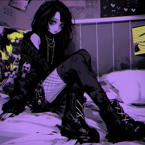 Art Bizarre, Anime Goth, Emo Art, Goth Art, Beautiful Dark Art, Kawaii Art, Art Anime, Purple Aesthetic, Cute Anime Pics