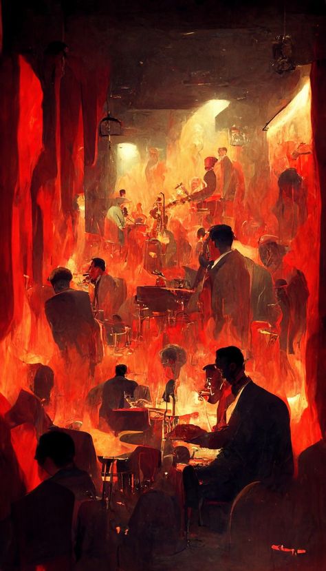 Arte Jazz, Jazz Art, 카드 디자인, Soyut Sanat Tabloları, Red Curtains, Jazz Club, Ap Art, Ethereal Art, Dreamy Art