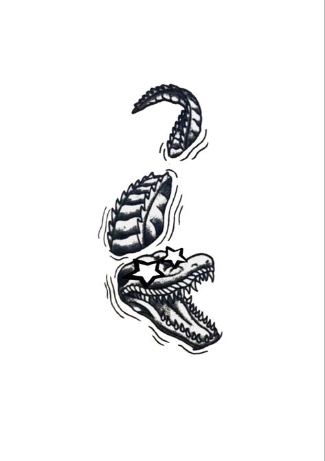 Cool Lizard Tattoo, Crocodile Tattoo Cute, Crocodile Tattoo Simple, Fine Line Alligator Tattoo, Cajun Tattoo, Komodo Dragon Tattoo, Alligator Doodle, Alligator Tattoo Design, Croc Tattoo