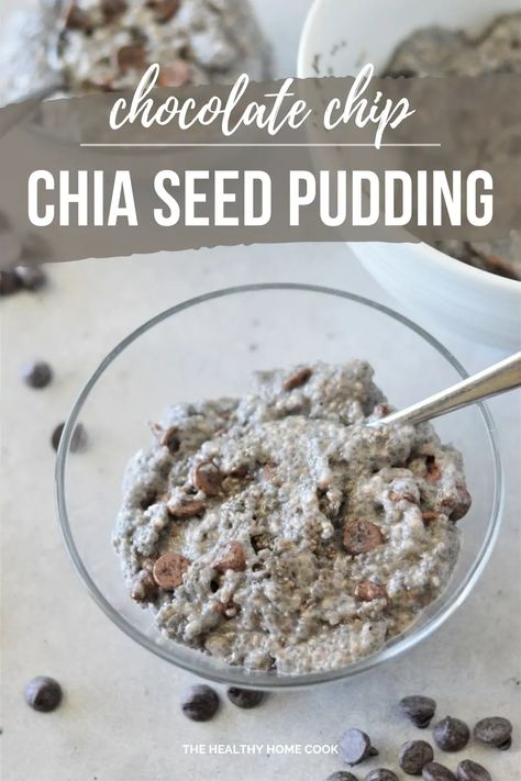 Chocolate Chip Chia Pudding, Cookie Dough Chia Pudding, Chocolate Chip Pudding, Chicory Recipe, Carob Chips, Chia Pudding Recipes, Allergy Free Recipes, Gf Desserts, Healthy Desserts Easy