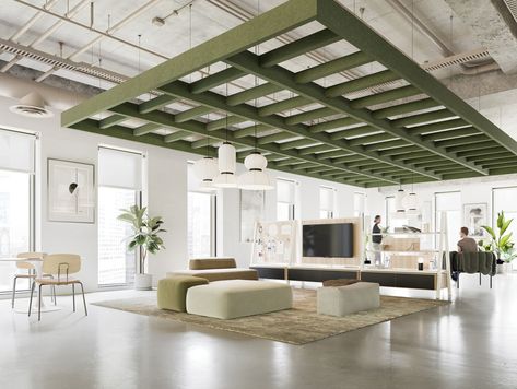 Best of Year Awards: Turf Design – Interior Design Open Office Ceiling Design, Health Office Design, Open Office Ceiling, Grid Ceiling Design, Green Office Interior, Open Ceiling Design, Corporate Office Design Workspaces, Green Office Space, Office Amenities