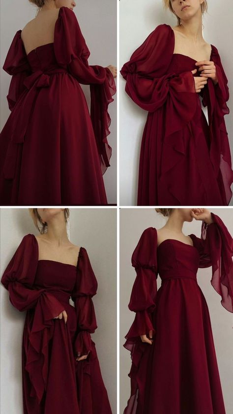 Greek Inspired Prom Dress, Graduation Dress Sleeves, English Colours Dress, Bottle Green Colour Dress, Cindrella Frock Design For Women, Dark Red Dress Aesthetic, Wedding Guest Dress Red, Elegant Long Sleeve Dresses, Modern Dresses For Women