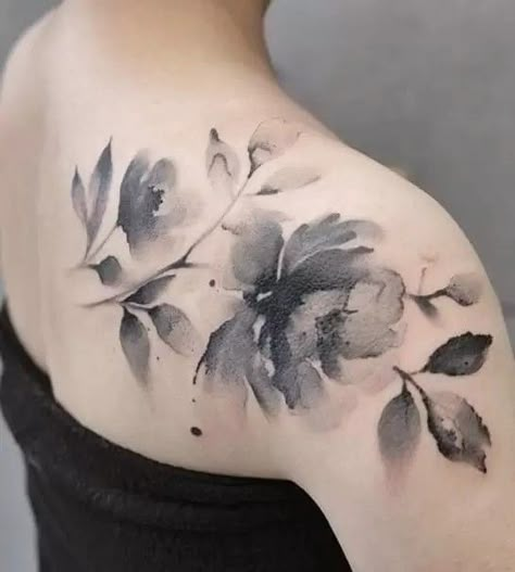 Chinese Ink Tattoo, Hand Tattoo Butterfly, Match Tattoo, Floral Back Tattoos, Tattoo Back Tattoo, Brush Tattoo, Tattoos To Cover Scars, Watercolor Tattoo Flower, Beautiful Flower Tattoos