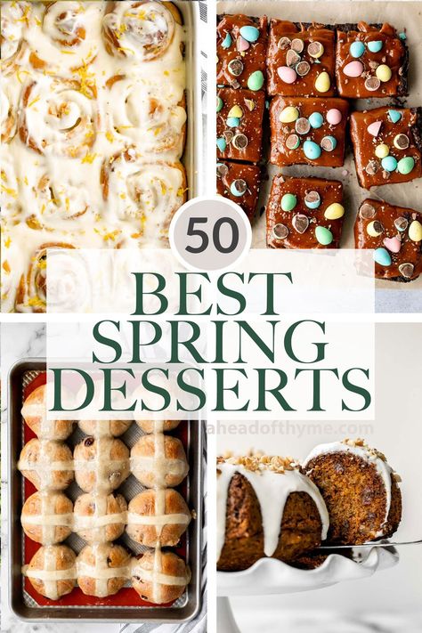 May Dessert Ideas, Spring Treats For Teachers, Spring Desserts Ideas, April Baking Ideas, Spring Theme Desserts, Fun Spring Dessert Ideas, April Dessert Recipes, Light Spring Desserts Easy, Spring Bakery Treats