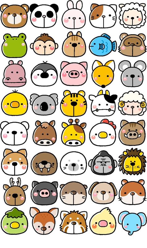 Cute Little Animals Drawings, Doodle Art Color, Cute Animals Drawings, Doodles Kawaii, Trin For Trin Tegning, Illustration Animals, Cute Easy Doodles, Easy Doodles, Cute Kawaii Animals