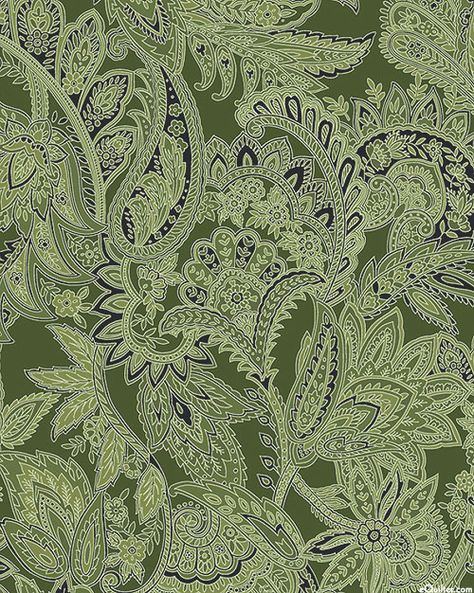 Maison - Paisley Flourish - Moss Green Green Paisley Wallpaper, Theme Bedroom Ideas, Paisley Wallpaper, Theme Bedroom, Quilt Stores, Green Quilt, Green Paisley, Free Quilt Patterns, Best Color