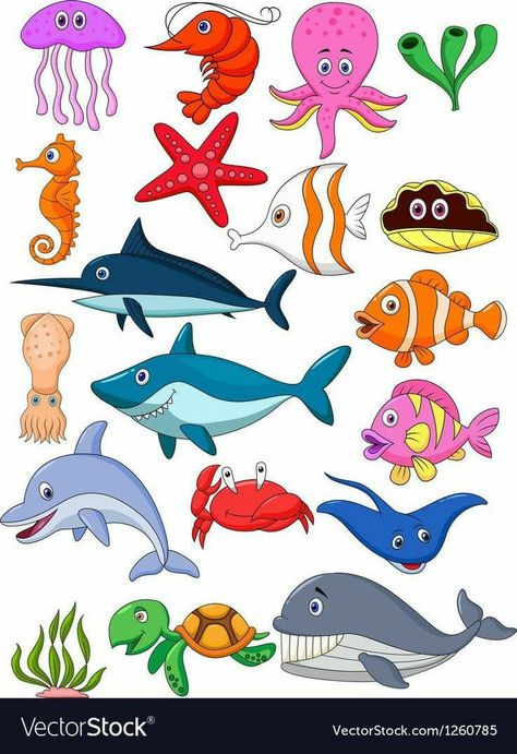 Under The Sea Drawings, Life Cartoon, Under The Sea Crafts, Cartoon Sea Animals, Sea Drawing, Cartoon Fish, Sea Crafts, Under The Sea Theme, Animal Crafts For Kids