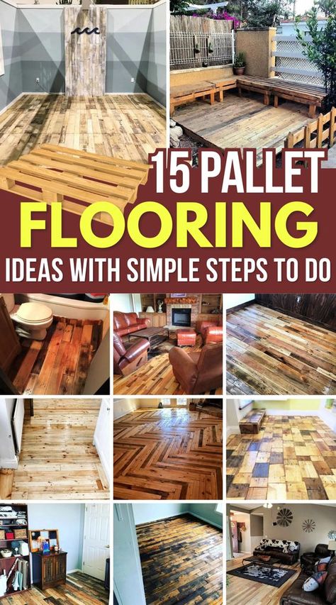 Give your home a rustic charm with these easy-to-follow pallet flooring ideas. Pallet Wood Floor, Diy Pallet Flooring, Burnt Plywood Floor, Budget Flooring Ideas, Wood Pallet Flooring, Pallet Flooring, Cheap Wood Flooring, Easy Flooring, Diy Remodeling Ideas