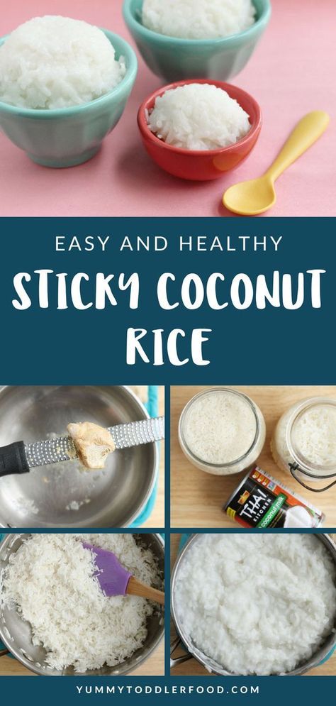 Sticky Coconut Rice, Coconut Sticky Rice, Sweet Sticky Rice, Rice Desserts, Arroz Frito, Healthy Toddler Meals, Toddler Food, Coconut Rice, Sticky Rice