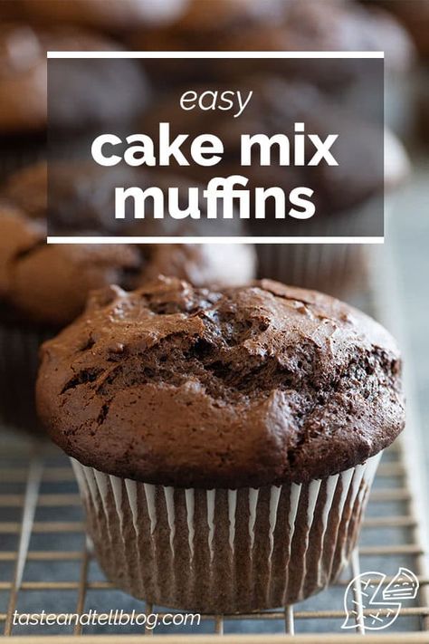 Muffins From Cake Mix How To Make, Muffins From Cake Mix Recipes, Cake Mix Muffins Recipes, Best Cake Mix, Choc Chip Muffins, Cake Mix Muffins, Cake Mix Cupcakes, Delicious Muffins, Cut Recipe