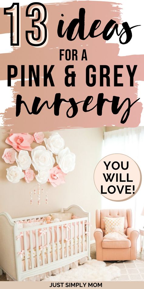 Pink Gray Nursery Ideas, Light Pink And Grey Nursery, Blush Pink And Grey Nursery, Dusty Rose And Gray Nursery, Pink Grey And White Nursery Ideas, Pink And Grey Baby Room, Pink And Gray Nursery Ideas, Light Pink Nursery Ideas, Grey Crib Nursery Girl