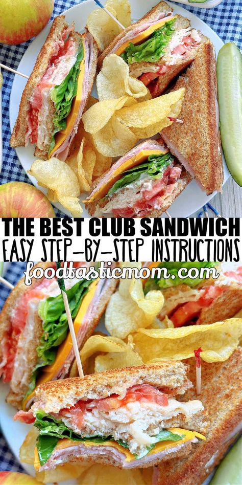 Club Sandwich Recipe, Clubhouse Sandwich, Turkey Club Sandwich, Club Sandwiches, Club Sandwich Recipes, Sandwhich Recipes, Best Sandwich Recipes, Sub Sandwiches, Club Sandwich