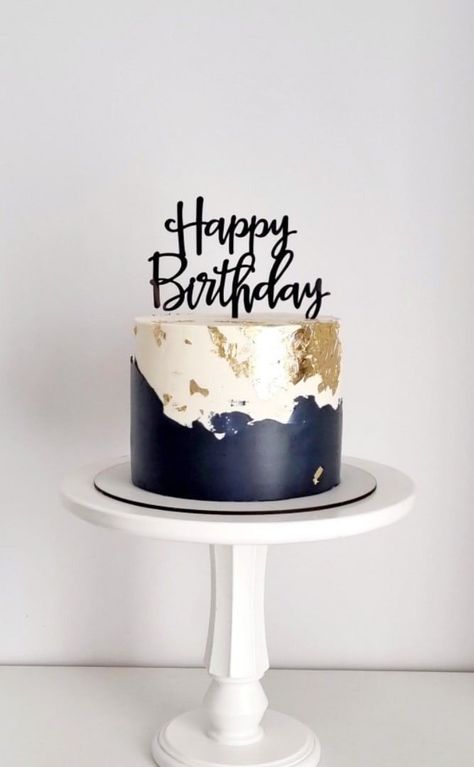 Boys 18th Birthday Cake, Navy Cakes, Cake Design For Men, Blue Birthday Cakes, Happy Birthday Cookie, Birthday Cake For Husband, Galaxy Cake, Simple Cake Designs, 18th Birthday Cake