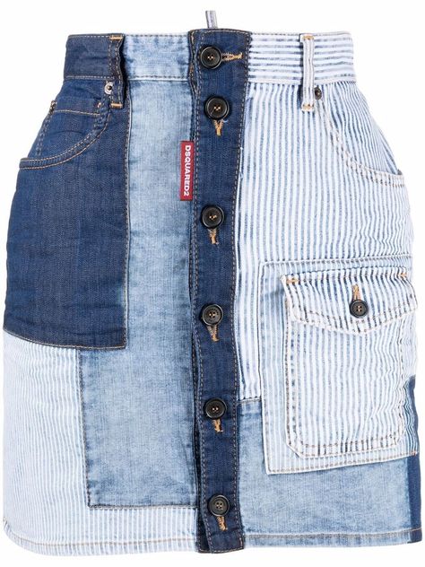 Patchwork Clothes Fashion, Recycled Denim Fashion, Upcycle Denim Jeans, Diy Denim Skirt, Upcycle Denim, Reworked Clothes, Denim Diy Clothes, Ropa Upcycling, Patchwork Denim Skirt