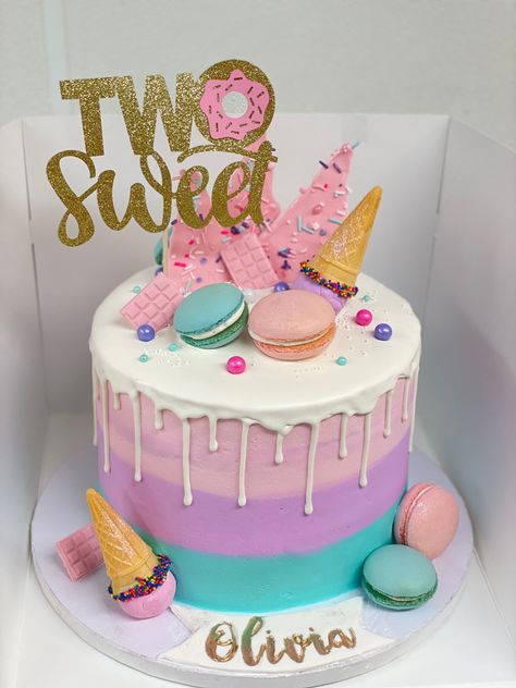 2 Sweet Cake Ideas, Too Sweet Birthday Cake, Two Sweet 2nd Birthday Cake, 4 Ever Sweet Birthday Party Cake, Seven Is So Sweet Birthday, Sweet One Birthday Theme Cake, Sweets Themed Cake, Fourever Sweet Birthday Cake, Two Sweet Birthday Ideas