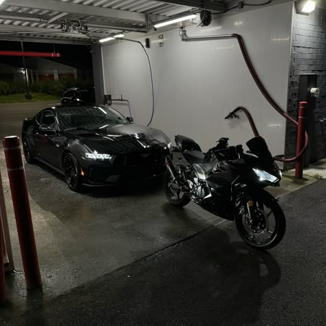 car + bike duo 🥰 . . . #explore #cars #mustangs650 #motorcycle #kawasaki #ninja400 Motor Aesthetic, Prince Of Gotham, Motorcycle Kawasaki, Motorcycle And Car, Bike And Car, Motorcycle Guy, Motocross Love, Ninja 650, Bike Aesthetic