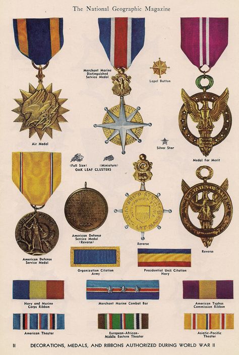 Decorations, medals & ribbons authorized during World War II Us Military Medals, Us Navy Seabees, Us Army Patches, Military Ribbons, Heraldry Symbols, Military Awards, Medal Design, American Military History, Military Ranks