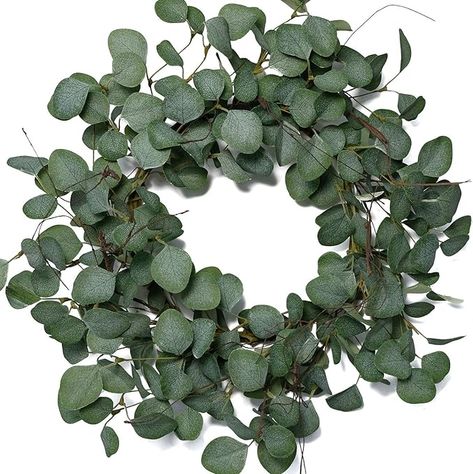 Amazon.com: idyllic Eucalyptus Leaves Wreath Metal Polyester Fabric Paper Round Green Wreath 22 Inches for The Front Door Decor : Home & Kitchen Wreaths Videos, Fresh Christmas Wreath, Porch Wreath, Leaves Wreath, Eucalyptus Wreath, Green Wreath, Leaf Wreath, Magnolia Homes, Eucalyptus Leaves