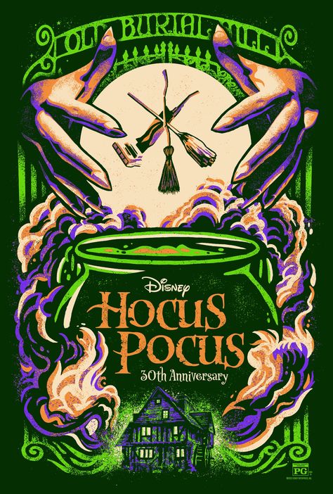 Halloween Movie Poster, Halloween Desktop Wallpaper, Hocus Pocus Movie, Hocus Pocus Party, Disney Movie Art, Theater Poster, Dorm Art, Halloween Flyer, Disney Posters