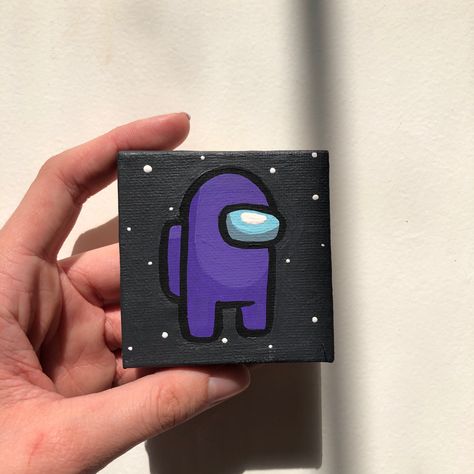 Canvas Cute Art, Purple Drawing Ideas Easy, Canvas Cute Paintings, Simple Mini Painting Ideas, Drawing Purple, Purple Painting Ideas Easy, Painting On A Small Canvas, Mini Canvas Art Easy Cute Aesthetic, Canvas Painting Purple