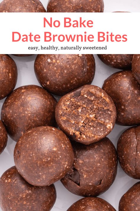 Date Brownies, Healthy No Bake, Slender Kitchen, Date Recipes, Lost 100 Pounds, No Bake Brownies, Brownie Bites, Protein Balls, Healthy Sweets Recipes