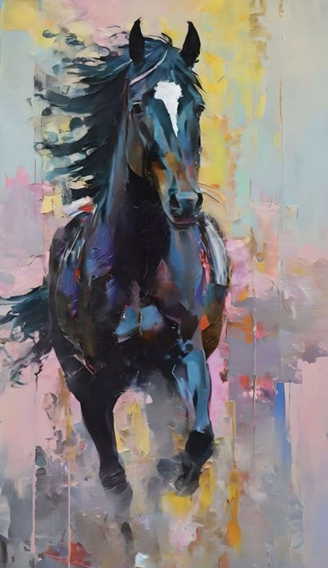 Horse Abstract Painting, Contemporary Horse Paintings, Horse Acrylic Painting, Horse Paintings Acrylic, Colorful Horse Painting, Spatula Painting, Abstract Horse Art, Abstract Horse Painting, Afrique Art