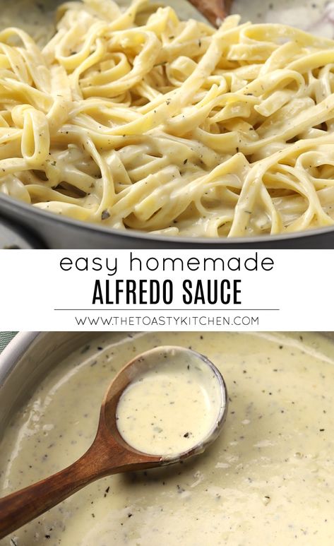 Easy Homemade Alfredo Sauce recipe by The Toasty Kitchen #homemade #sauce #alfredo #fettuccinealfredo #fromscratch #easyrecipe #10minuterecipe #parmesan #americanalfredo #recipe Best Homemade Alfredo Sauce, Alfredo Sauce Recipe Easy, Alfredo Sauce Recipe Homemade, Homemade Alfredo, Alfredo Sauce Recipe, Homemade Alfredo Sauce, Homemade Pesto, Homemade Pasta, Homemade Sauce