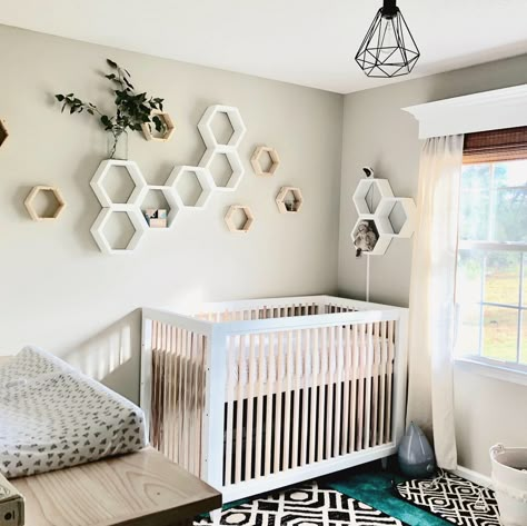 Bear And Honey Nursery, Bumble Bee Theme Nursery, Nursery Bumble Bee, Honey Bear Nursery, Bear And Bee Nursery, Honey Bee Nursery Ideas, Nursery Bee Theme, Boho Bee Nursery, Honey Themed Nursery