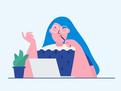 I got an idea by Grejory | Dribbble | Dribbble Person Illustration Simple, Question Animation, Video Illustration, Gif Animation Ideas, Thinking Gif, Creativity Illustration, Art Animation, Animated Illustration Gif, Gif Illustration