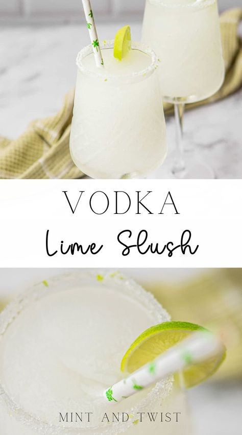 The Vodka Lime Slush is a refreshing, icy cocktail perfect for hot summer days. It combines tangy lime, triple sec and vodka. It’s a perfectly sweet and sour treat. This vodka-lime slush is super easy to make and you can make it in large batches, so it’s great for parties or bigger groups. It’s like a slushy for grownups, what’s not to love! Vodka Slush, Vodka Lime, Easy Cocktail, Triple Sec, Sweet And Sour, Hot Summer, Summer Days, Vodka