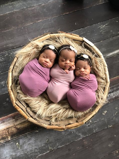 Bringing Home TRIPLETS! Triplets Babies Newborns, Newborn Triplets, Multiples Baby, Triplet Babies, Cute Black Babies, Beautiful Black Babies, Twin Babies