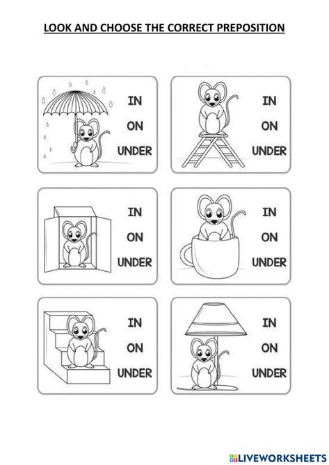 Prepositions Activities For Kids, Ingles Kids, Preposition Worksheets, English Prepositions, Teach English To Kids, English Grammar For Kids, English Worksheets For Kindergarten, Grammar For Kids, English Activities For Kids