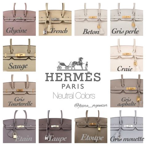 Finally, I've got the time to make a collage with all actual neutral colors of hermes! I hope it will be useful and actual🙂 ⠀ I have… Hermes Kelly Colors, Hermes Color Chart, Hermes Birkin Colours, Hermes Colors, Hermes Wishlist, Colorful Handbags, Luxury Bags Collection, Dream Bags, Perfect Handbag