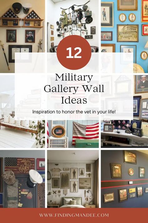 12 Military Gallery Wall Ideas for Your Home - finding mandee Plaque Wall Display Ideas, How To Display Certificates On Wall, Degree Wall Display Office, Military Wall Display, Military Wall Decor Ideas, Awards Display Wall, Military Bedroom, Picture Wall Layout, Shadow Circle