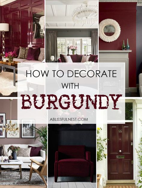 An easy way to add warm into the home is to decorate with burgundy, easy go to tips are on the blog, for more visit https://ablissfulnest.com #burgundyinteriors #interiordesign #decor Maroon Living Room, Maroon Bedroom, Burgundy Living Room Decor, Burgundy Room, Burgundy Bedroom, Burgundy Sofas, Burgundy Decor, Sofas Ideas Living Room, Burgundy Curtains