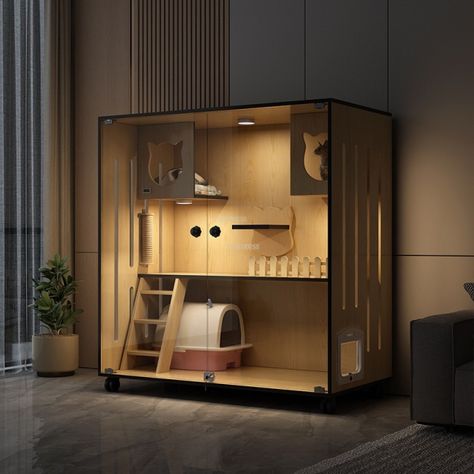 € 430,32 -20％ | Luxury Solid Wood Cat Cages Transparent Glass Cat Villa Indoor Panoramic Cat House Large Cat Litter Home Waterproof Cat Cabinet Cat House Design Ideas, Cat Indoor House, Cat House Ideas Indoor, Cats Home Ideas, Cat Cabinet Ideas, Cat House Indoor Ideas, Cat Habitat Indoor, Cat Cage Ideas Indoor, Cat Hotel Design