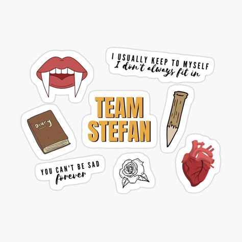 Stefan Salvatore Quotes, Stefan Vampire, Tvd Stickers, Team Stefan, The Vampire Diaries Aesthetic, Redbubble Stickers Aesthetic, Tvd Stefan, Paul Vampire Diaries, Vampire Diaries Aesthetic