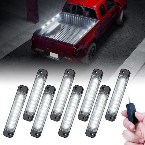 Xprite White Truck Pickup Bed Light Kits, 72 LED Rock Lighting Accessory w/ On|Off Switch, Universal for Footwells, Cargo Rail Lights, UTV ATV, Cars Underglow Running Boards, Golf Cart, Motorcycle (As an Amazon Associate I earn from qualifying purchases) Truck Bed Lights, Led Exterior Lighting, Bed Interior, Bed Light, White Truck, Trucking Life, Truck Interior, Bed Rails, Bed Lights