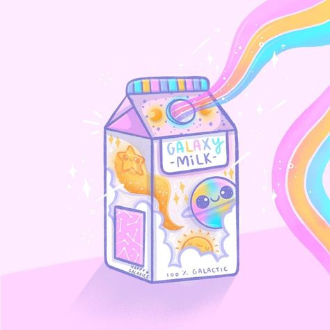 Aesthetic Kawaii Drawings, Galaxy Aesthetics, Unicorn Milk, Creepy Kawaii, Candy Cupcakes, Colouring Ideas, Juice Box, Juice Boxes, My Demon