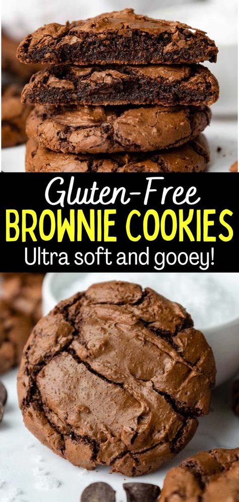 Fudgiest Gluten-Free Brownie Cookies (Extra Easy) Gluten Free Cookie, Gf Cookies, Easy Gluten Free Desserts, Gluten Free Cookie Recipes, Gluten Free Christmas, Gf Baking, Gluten Free Brownies, Gluten Free Desserts Recipes, Gluten Free Dessert