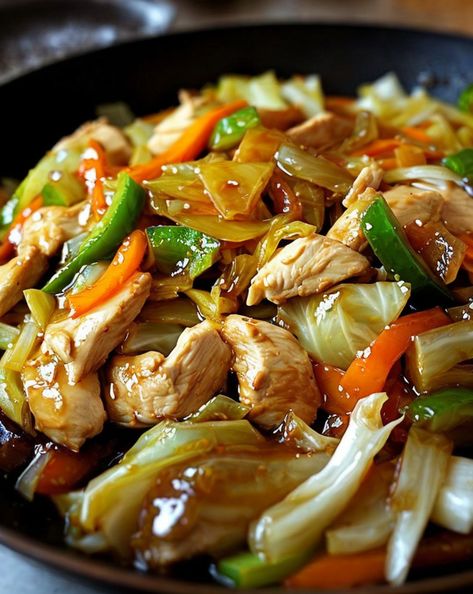 Quick & easy Chinese Chicken Cabbage Stir-Fry! Flavorful, healthy, and ready in 20 mins. Perfect for a weekday dinner! #ChineseCuisine #StirFry #QuickMeals #HealthyEating Cabbage Stir Fry Recipes, Cabbage Chicken Stir Fry, Chinese Cabbage Stir Fry, Easy Chinese Chicken Recipes, Chicken Cabbage Stir Fry, Chinese Chicken Stir Fry, Easy Chinese Chicken, Cabbage Chicken, Veggie Stir Fry Recipes